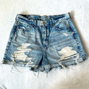 Distressed Denim Mom Shorts